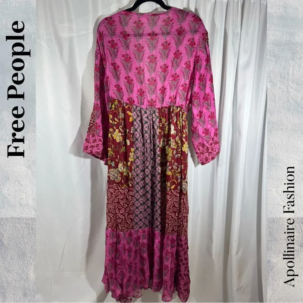 Free People Bombay Kimono in Red Pink OS New